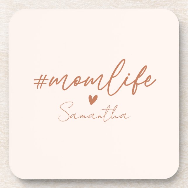 Mom Life - Rustic Charm Design Beverage Coaster (Front)