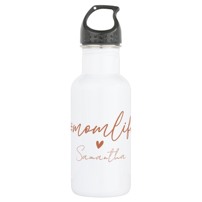 Mom Life - Rustic Charm Design Stainless Steel Water Bottle (Front)