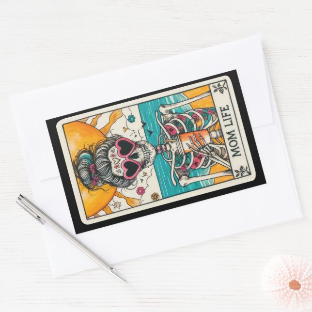 Mom Life Skeleton Tarot Card Stickers (Envelope)