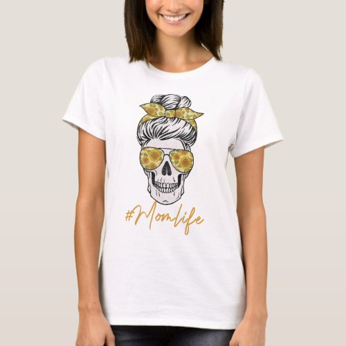 Mom Life Sugar Skull Sunflower Women T_Shirt