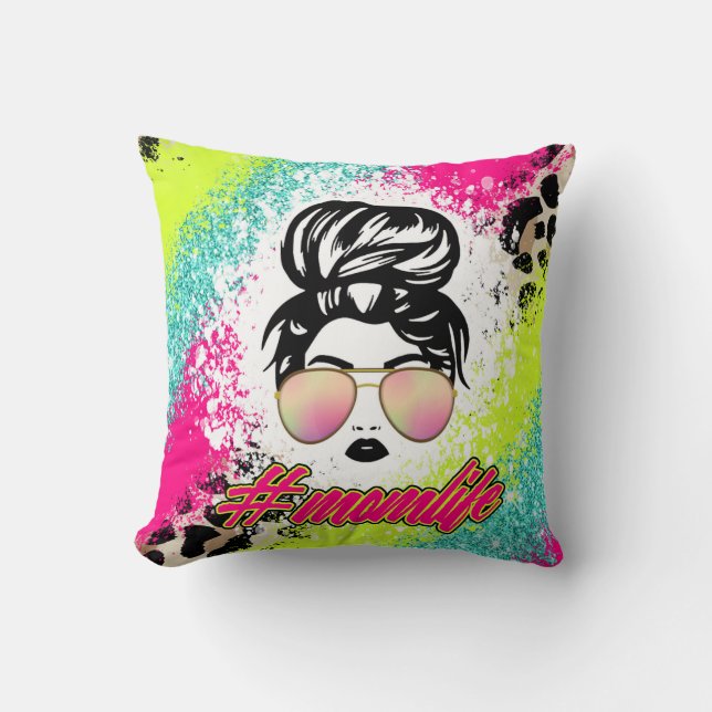 Mom Life Throw Pillow (Front)