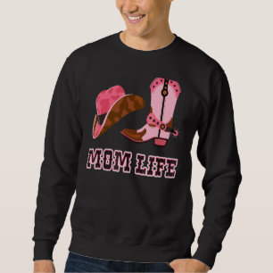 Mom Life Womens Cute Country Girl Boots Bling Sweatshirt
