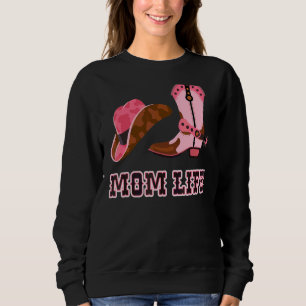 Mom Life Womens Cute Country Girl Boots Bling Sweatshirt