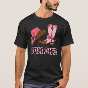 Mom Life Womens Cute Country Girl Boots Bling T-Shirt