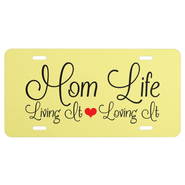 Mom Life Yellow License Plate (Front)