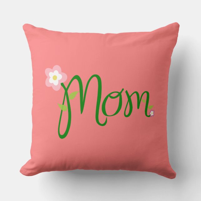 Mom Light Coral Throw Pillows (Front)