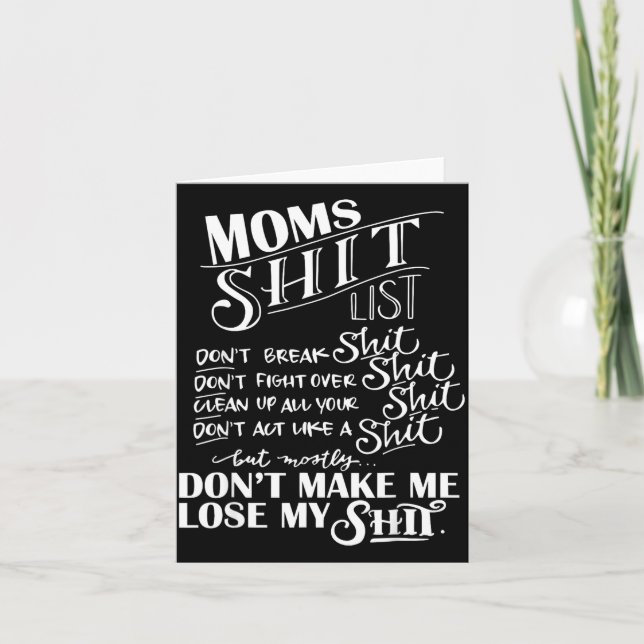 Mom List Momlife Funny Mom Mothers Day  Card (Front)