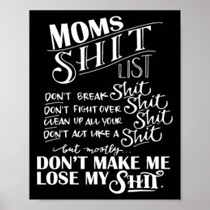 Mom List Momlife Funny Mom Mothers Day Poster