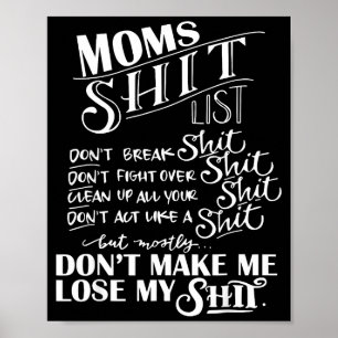 Mom List Momlife Funny Mom Mothers Day  Poster