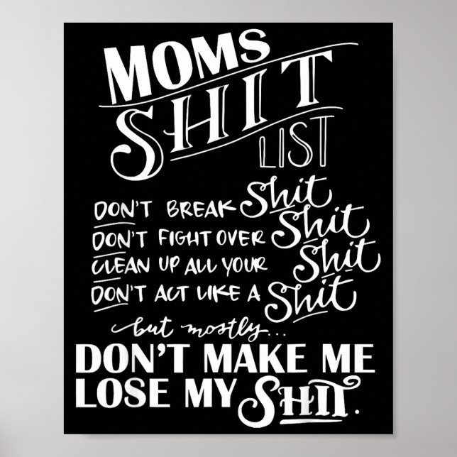 Mom List Momlife Funny Mom Mothers Day  Poster (Front)