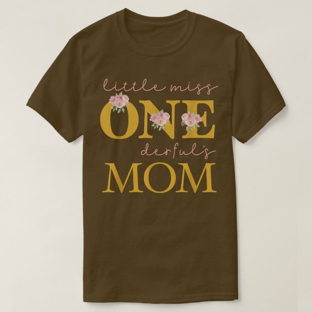 Mom Little Miss Onederful Birthday Party 1 Year Ol T-Shirt (Design Front)