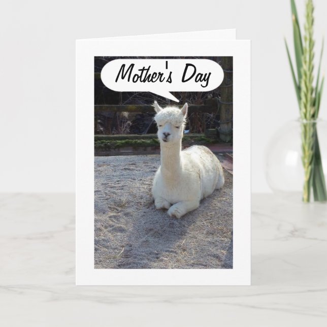 MOM-LLAMA says HAPPY MOTHERS DAY=AWESOME MOM Card (Front)
