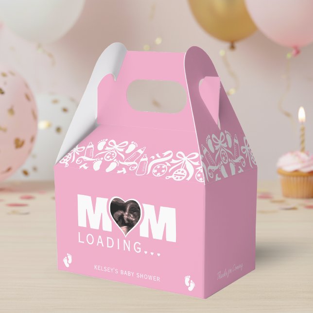 Mom Loading Photo Ultrasound Pink Baby Shower Favor Boxes (Creator Uploaded)