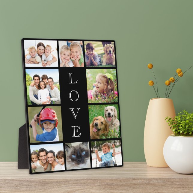 Mom Love 10 Photo Collage Black Plaque (Creator Uploaded)