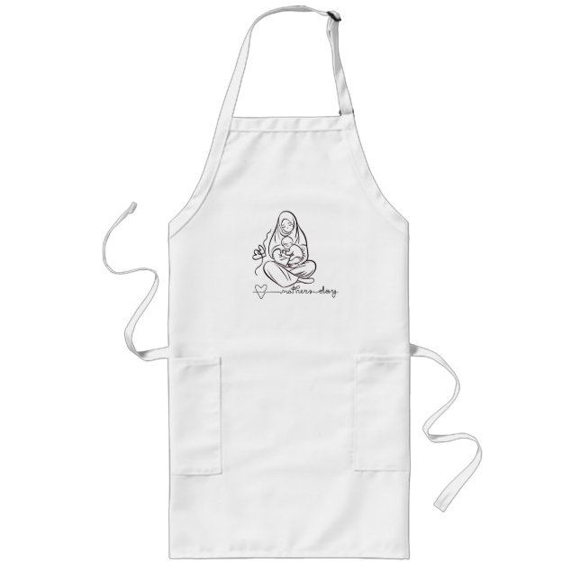 Mom Love  Beautiful Design Long Apron (Front)