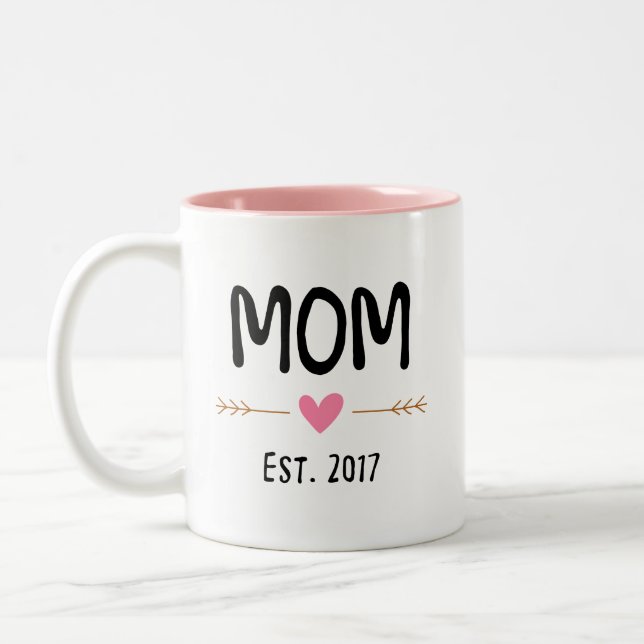 mom love est 2017 Two-Tone coffee mug (Left)