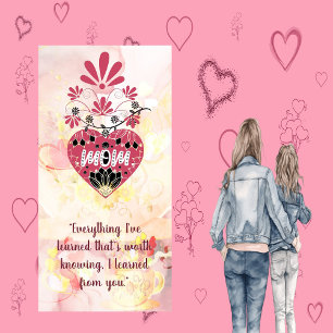 Mom Love Heart Floral Motif Mother's Day Quote  Holiday Card