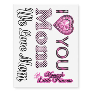 Mom Love Heart Temporary Tattoos