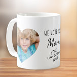 Mom Love You Hearts Photos Coffee Mug<br><div class="desc">Celebrate mom with this custom photo mug. You can add two photos of her children in heart-shaped frames,  personalize the expression to "I Love You" or "We Love You, " and whether she is called as mom,  mum,  mommy,  etc. You can also add her children's names and the year.</div>