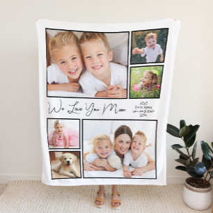 Mom Love You Photo Collage Fleece Blanket