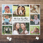 Mom Love You Photo Collage Jigsaw Puzzle<br><div class="desc">A fun photo collage jigsaw puzzle for the world's greatest mom featuring 8 photos of her children,  family,  pets,  etc.,  "I Love You" or "We Love You, " and the names of her family. Personalize whether she is called "Mom, " "Mum, " "Mommy, " etc.</div>