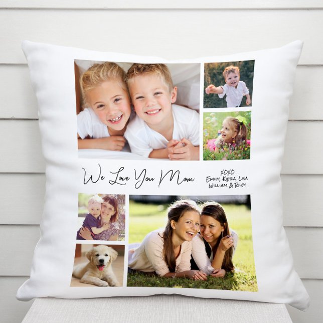 Mom Love You Photo Collage Throw Pillow (Creator Uploaded)