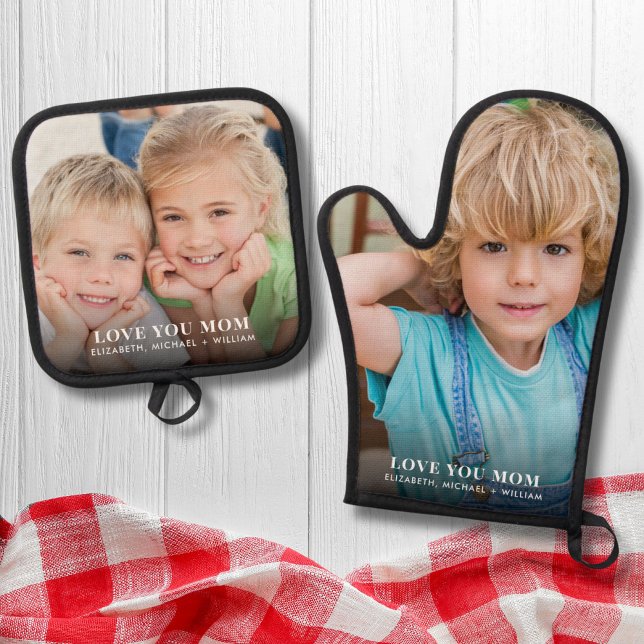 Mom Love You Photo Oven Mitt & Pot Holder Set (Creator Uploaded)