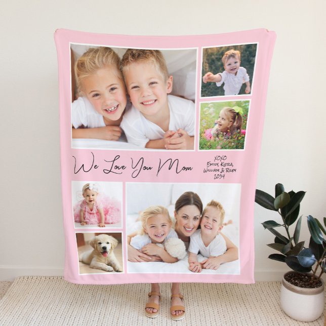 Mom Love You Photo Pink Fleece Blanket (Creator Uploaded)