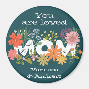 Mom loved boho flower bouquet magnet