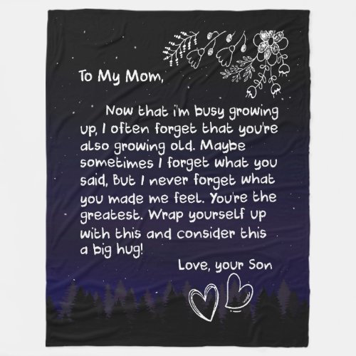 Mom Lovers  To My Mom I Love You Very Much Fleece Blanket