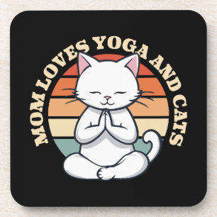 Mom Loves Cats and Yoga Beverage Coaster