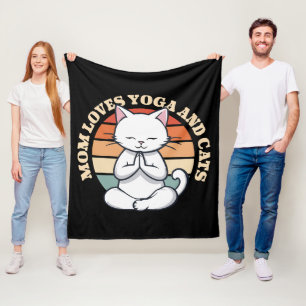 Mom Loves Cats and Yoga Fleece Blanket