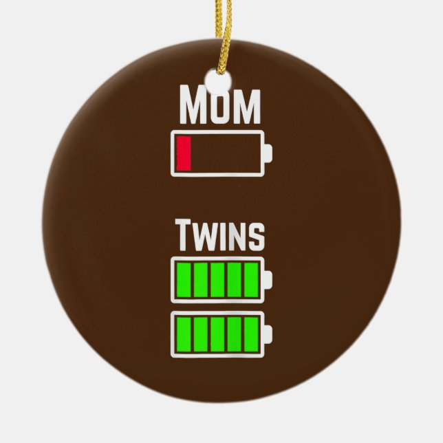 Mom Low Battery Charge  Ceramic Ornament (Front)