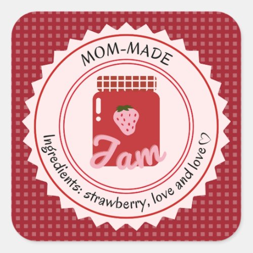 Mom_made Strawberry Jam Square Sticker