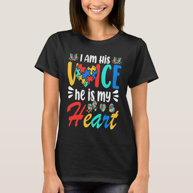 Mom Mama Autistic Autism Awareness Month Boys Son  T-Shirt (Front)