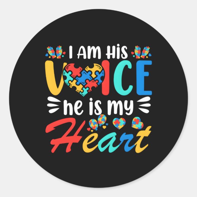Mom Mama Autistic Autism Awareness Month Son Classic Round Sticker (Front)