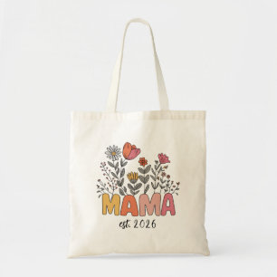 Mom Mama Est 2026 Pregnancy Floral Personalized Tote Bag