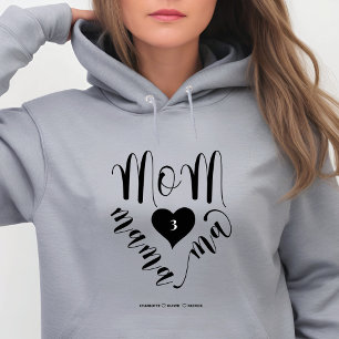 Mom Mama Ma Heart Children Names Mother's Day Gift Hoodie