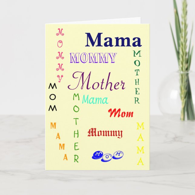 Mom, Mama, Mother, Mommy Card (Front)