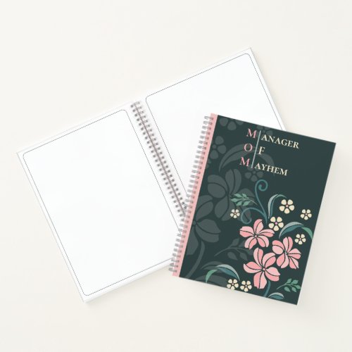 Mom Manager of Mayhem Stylish Floral Notebook