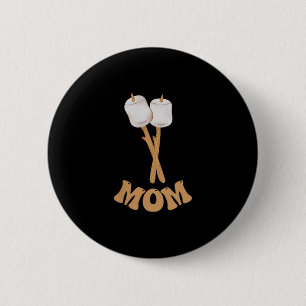 Mom marshmallow happy camper 1st birthday camping button