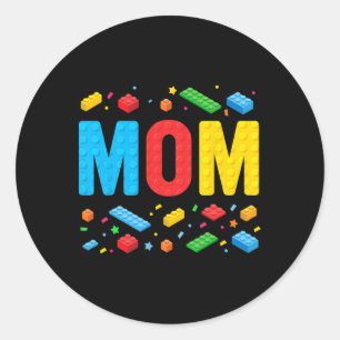 Mom Master Builder Building Bricks Blocks Family M Classic Round Sticker