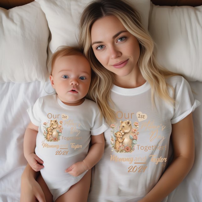 Mom Matching Lion Our First Mother's day Together T-Shirt (Matching Mommy and Baby shirts. Lioness and cub. Our First Mother's Day Together!)