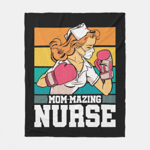 Mom-mazing Nurse Boxing Boxer National Nurses Day Fleece Blanket