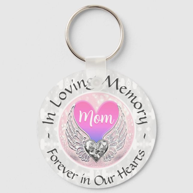 Mom Memorial Heart Keychain (Front)