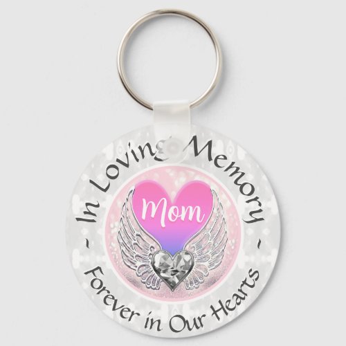 Mom Memorial Heart Keychain