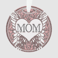 Mom Memorial with Heart and Angel Wings Ornament