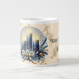 Mom Merry Christmas Blue Candles Specialty Mug
