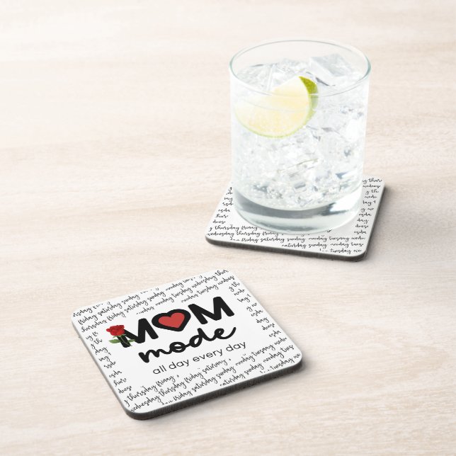 Mom Mode All Day Every Day Hard plastic coaster (Right Side)