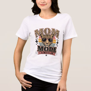 Mom Mode Always On Retro Leopard Mothers day Tri-Blend Shirt